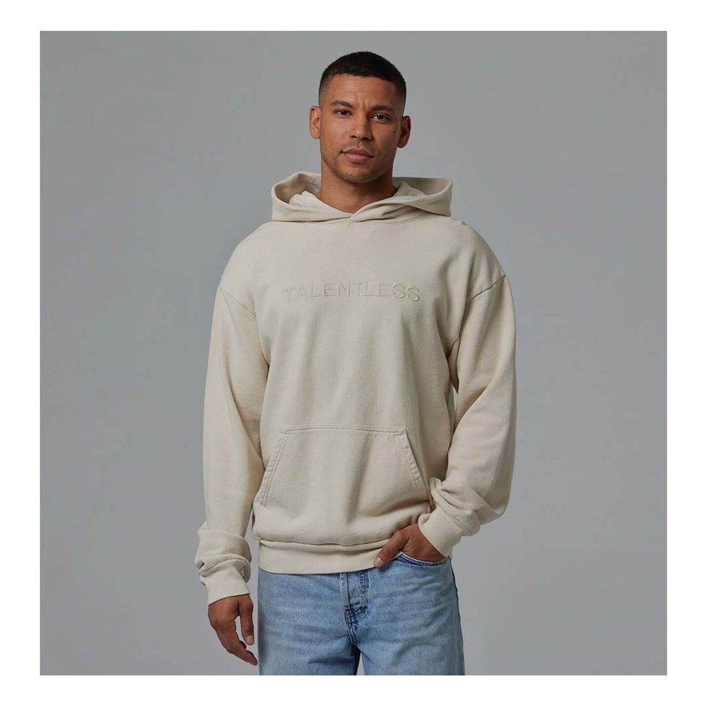 Talentless Heavyweight Circle Logo Embroidered Hoodie Bone